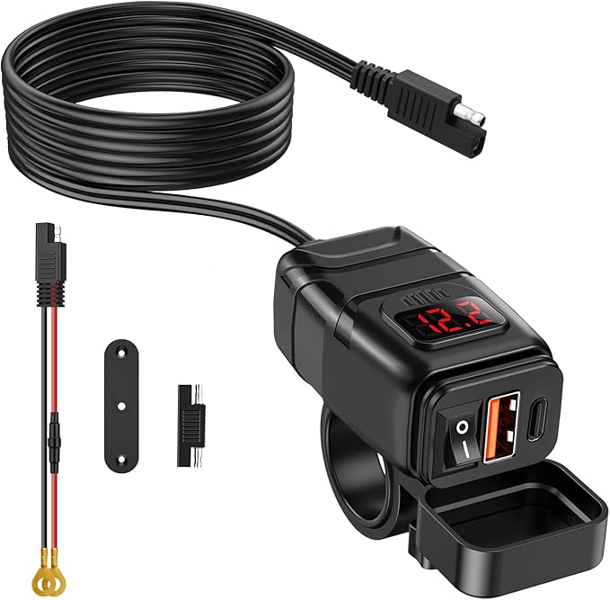 Zásuvka COMPACT2 na motorku 12v s vypínačem, voltmetrem, 1xUSB-A a 1xUSB-C, QuickCharge 3,4A, kompaktní2 cervena Zásuvka COMPACT2 na motorku 12v s vypínačem, voltmetrem, 1xUSB-A a 1xUSB-C, QuickCharge 3,4A, kompaktní2 7