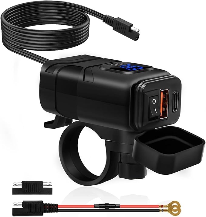 Zásuvka COMPACT2 na motorku 12v s vypínačem, voltmetrem, 1xUSB-A a 1xUSB-C, QuickCharge 3,4A, kompaktní2 7 Zásuvka COMPACT2 na motorku 12v s vypínačem, voltmetrem, 1xUSB-A a 1xUSB-C, QuickCharge 3,4A, kompaktní2 7